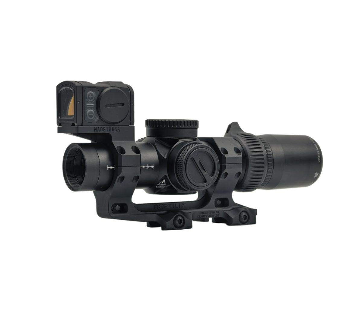 Evolution Gear AMG 1-10X24mm FFP scope with ACRO P-2 Red dot Combo