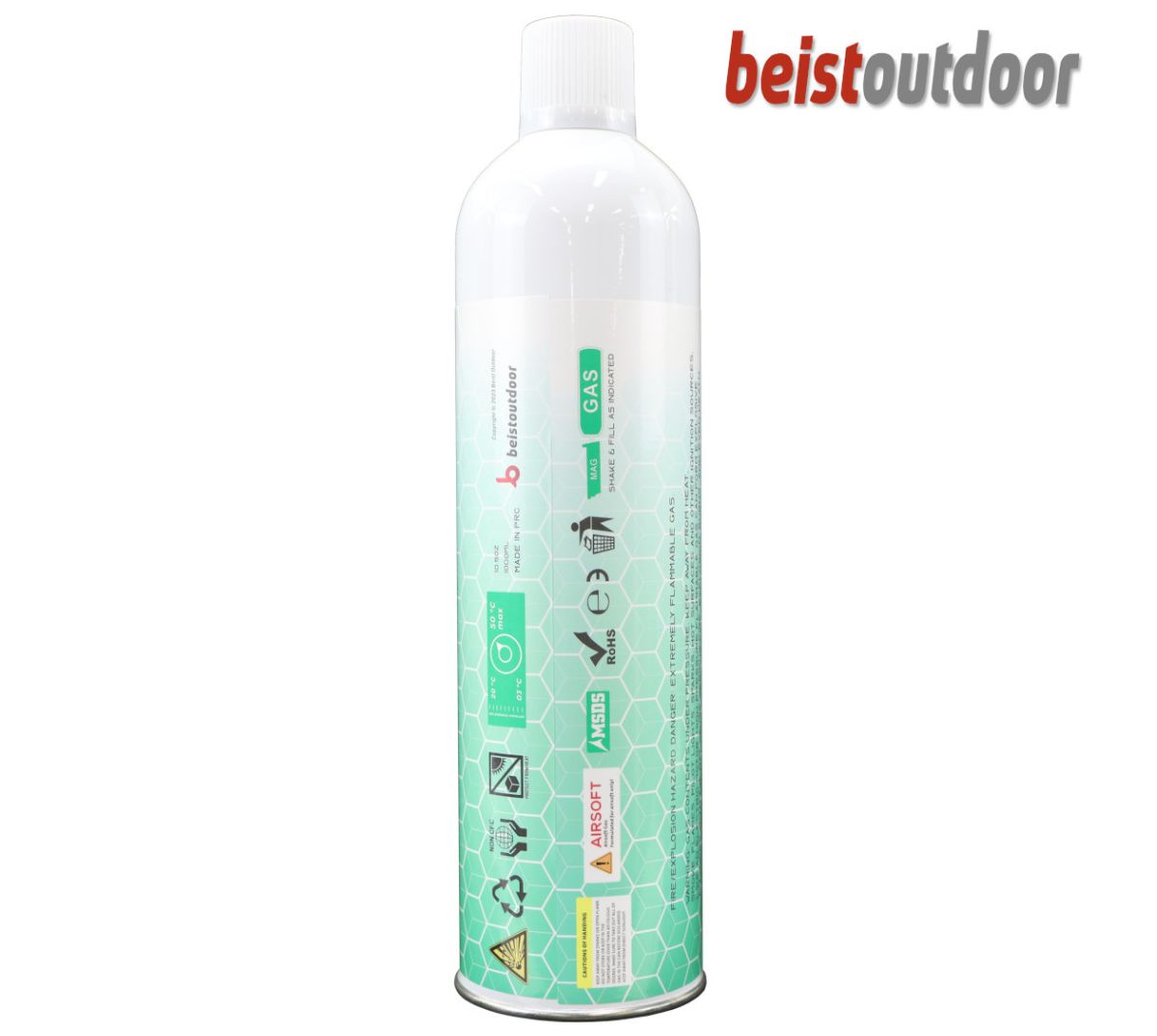 BeistOutdoor Green Gas 12kg pressure (1000ml) for Gel Blasters