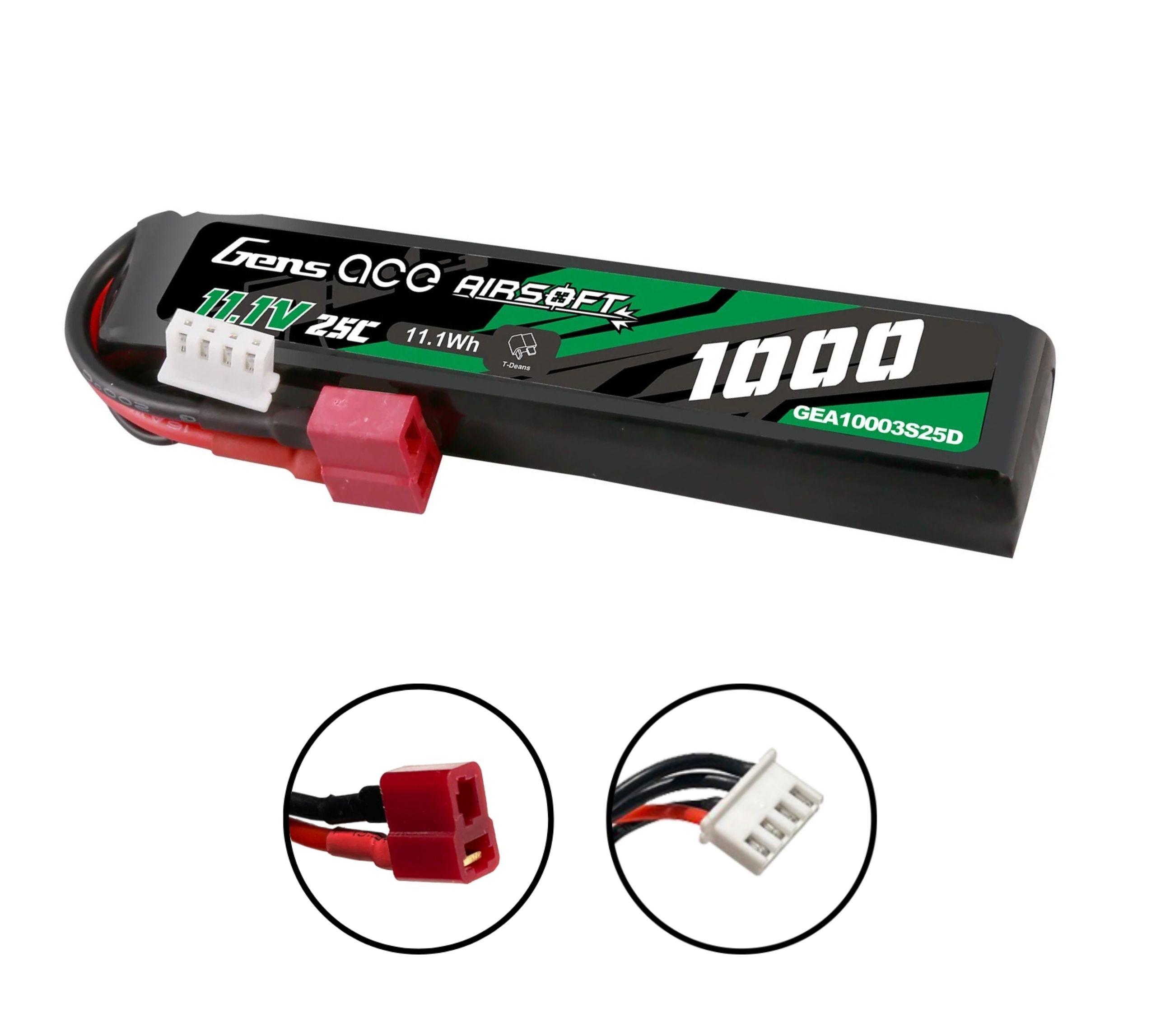 Gens ace 25C 1000mAh 11.1V Deans Gel Blaster Battery