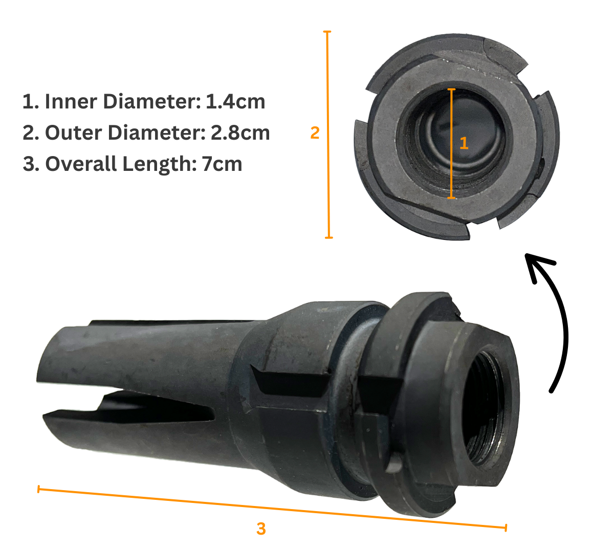 E&C 14mm Negative 4-Prong Gel Blaster Flash Hider - Fits Dead Air Sandman Suppressor