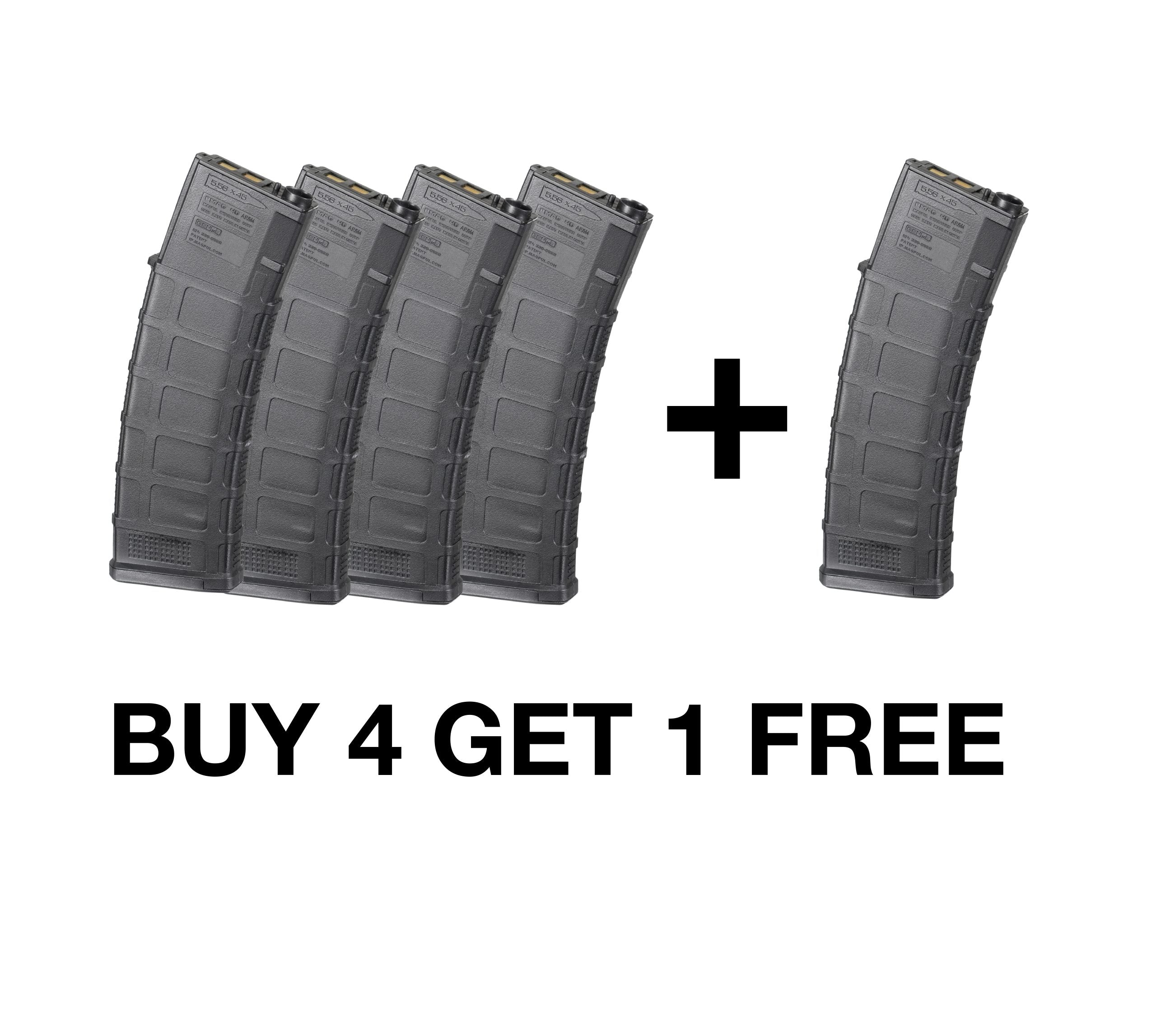 Jingji Magpul Long AEG Magazine for M4 Gel Blaster - Buy 4 Get 1 Free - Magazine x 5