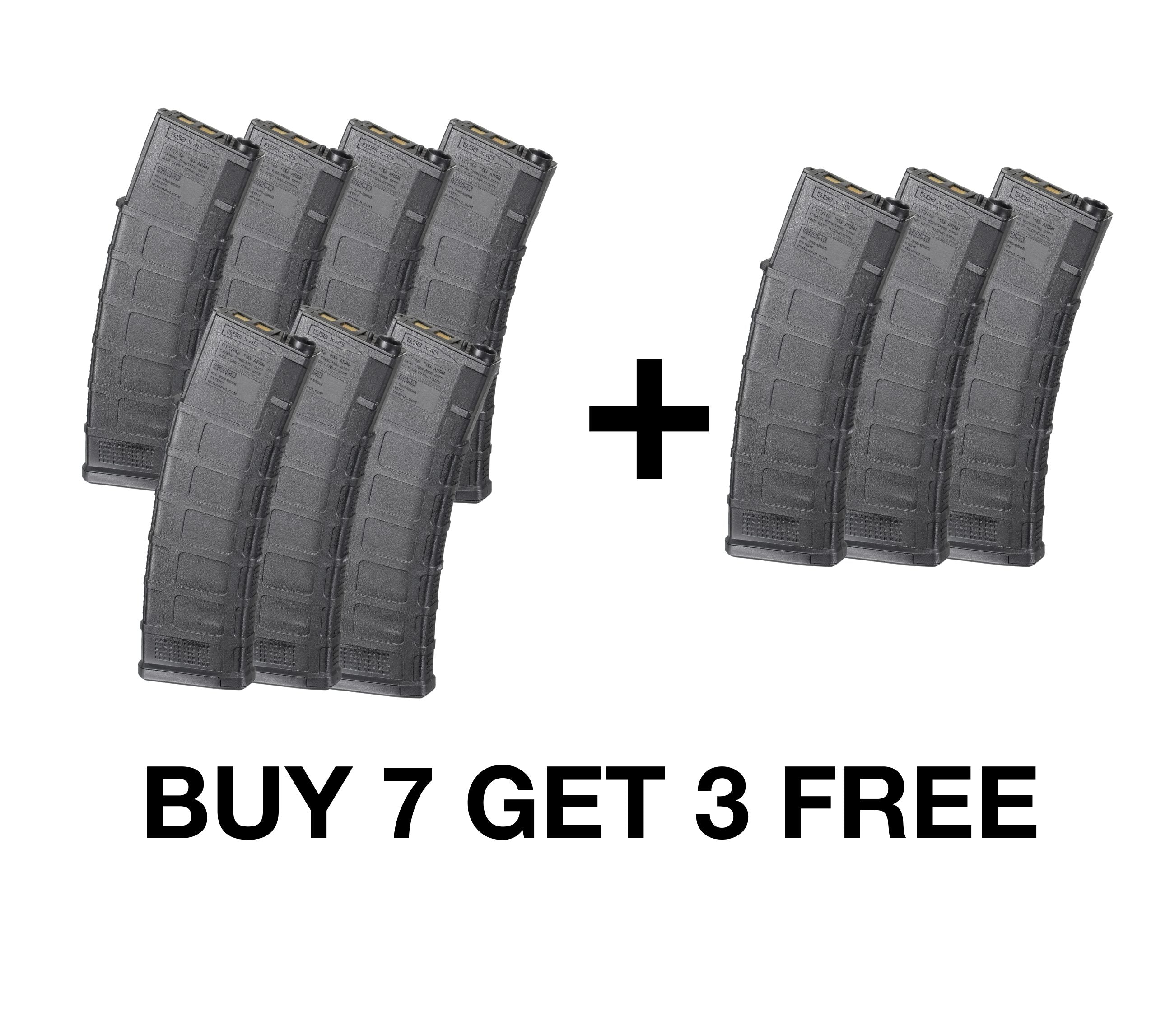 Jingji Magpul Long AEG Magazine for M4 Gel Blaster - Buy 7 Get 3 Free - Magazine x 10
