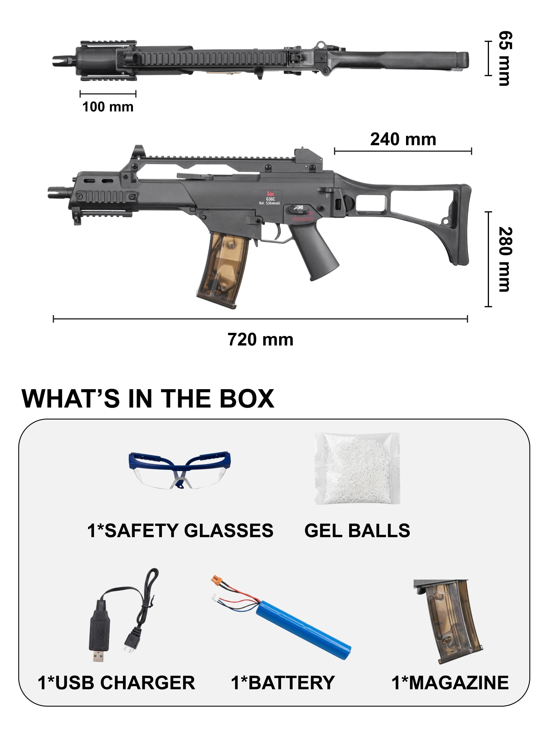 Cyma G36C Electric AEG Gel Blaster Bundle