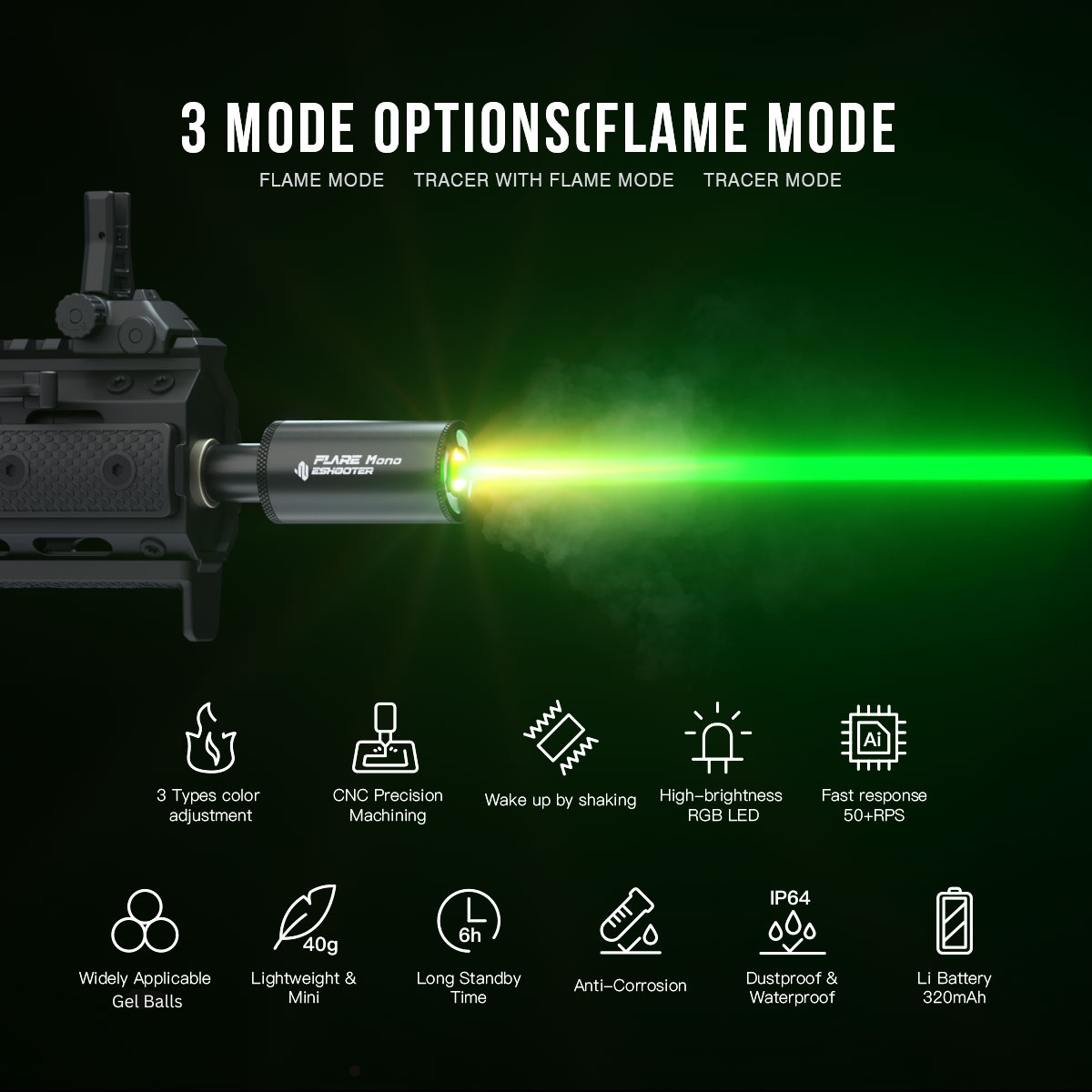 Eshooter Flare Mono: Gel Blaster Tracer/Flame Unit