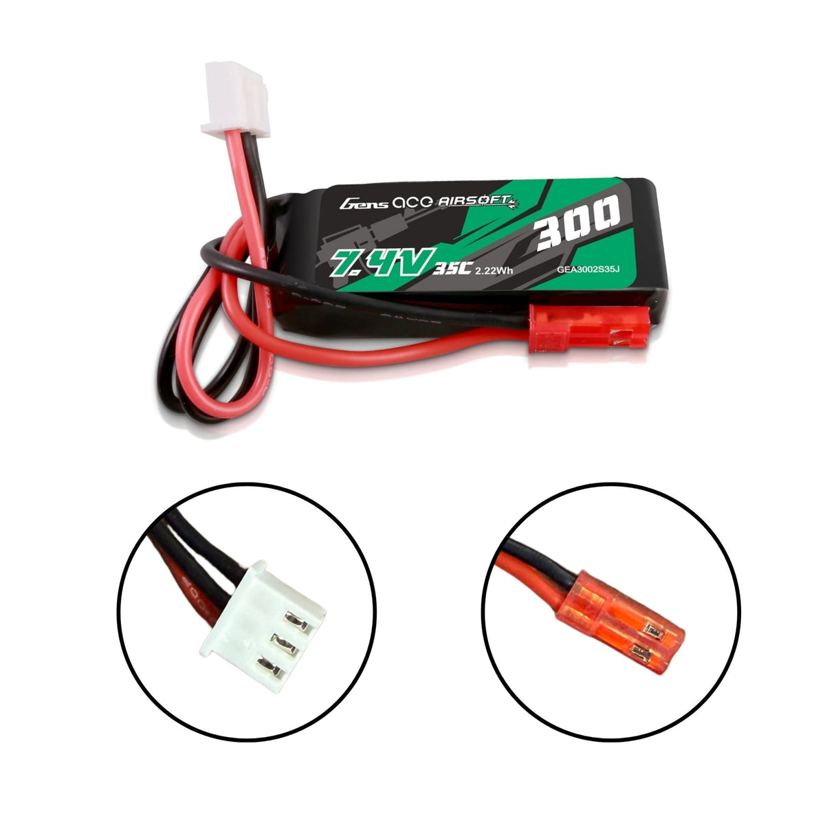 Gens ace 35C 300mAh 7.4V JST-SYP HPA Battery