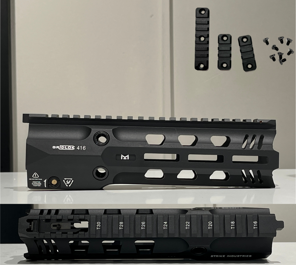 Strike Industries Gridlok Aluminium Alloy Handguard for 416 Gel Blaster Model - 11''