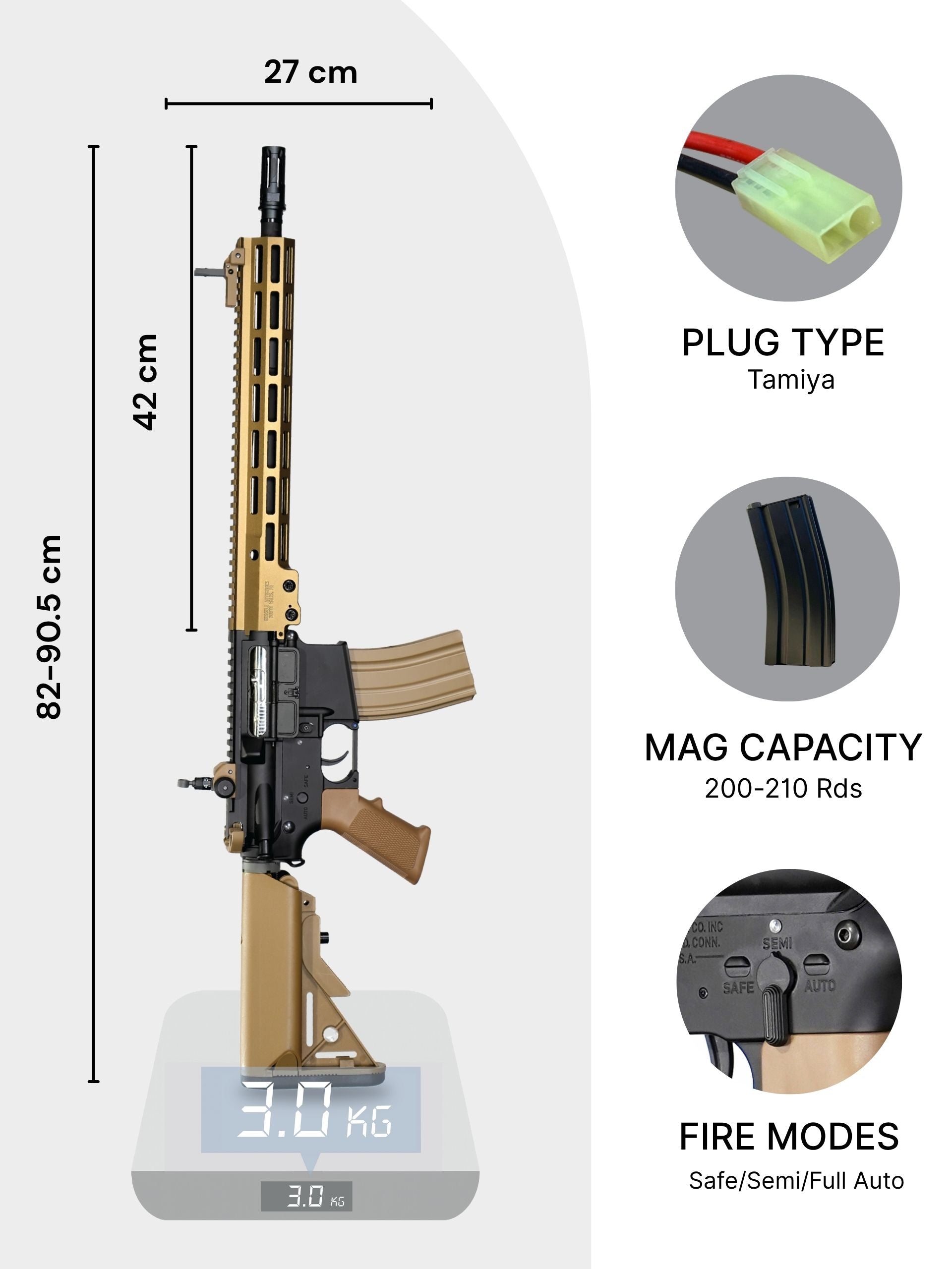 E&C 13.5 INCH MK16 URGI M-LOCK AEG Gel Blaster Replica