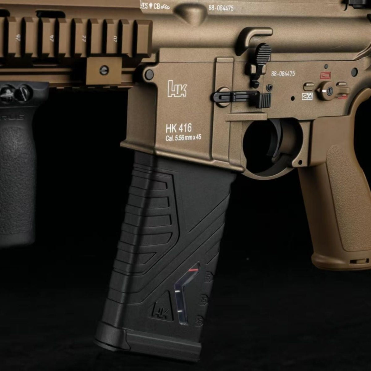ARETH HK416 AEG spring magazine in Black installed in an HK416
