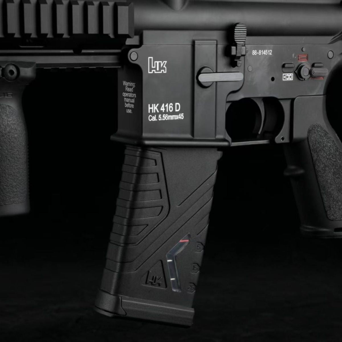 ARETH HK416 AEG spring magazine in Black installed in an HK416D
