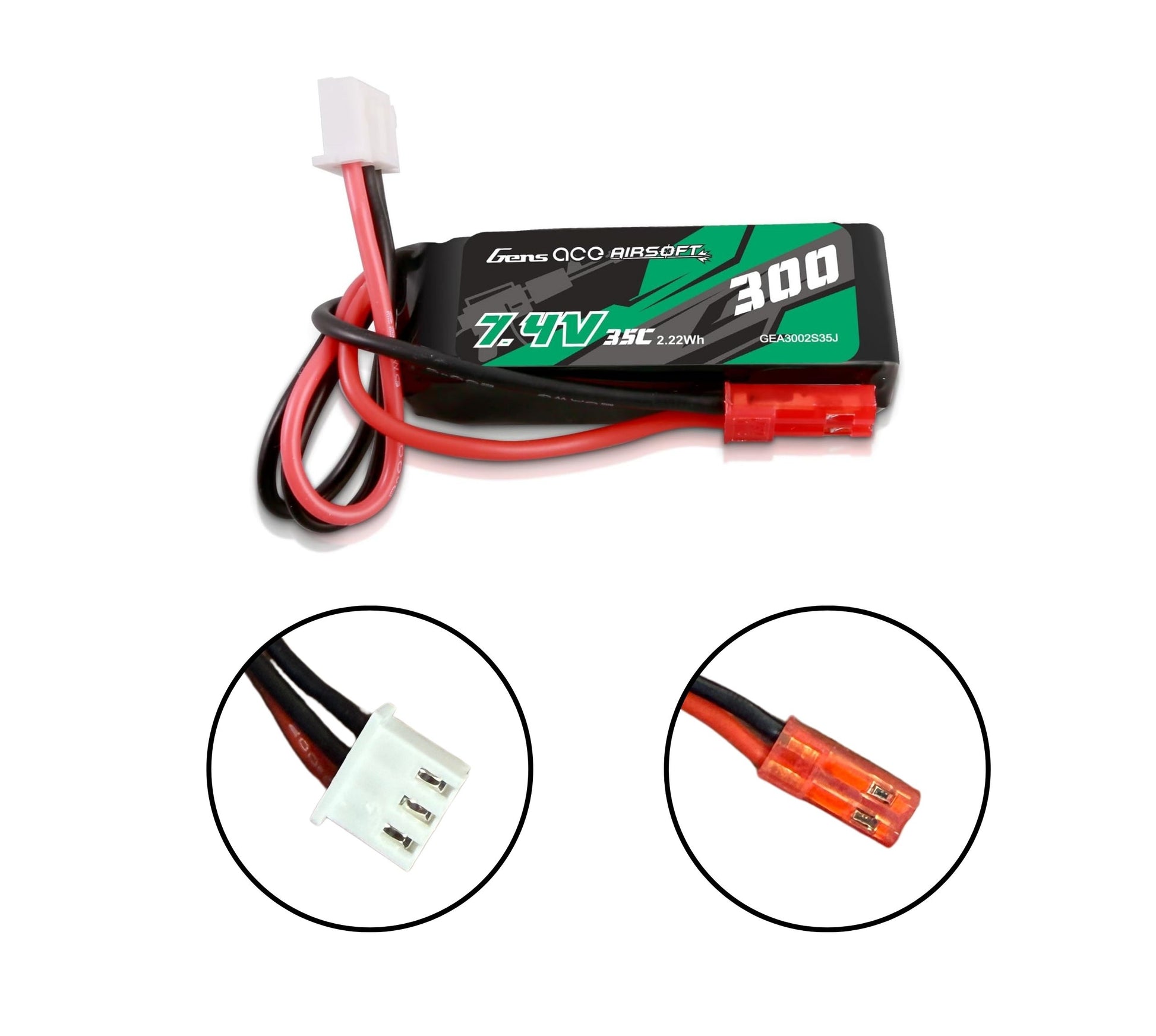 Gens ace 35C 300mAh 7.4V JST-SYP HPA Battery