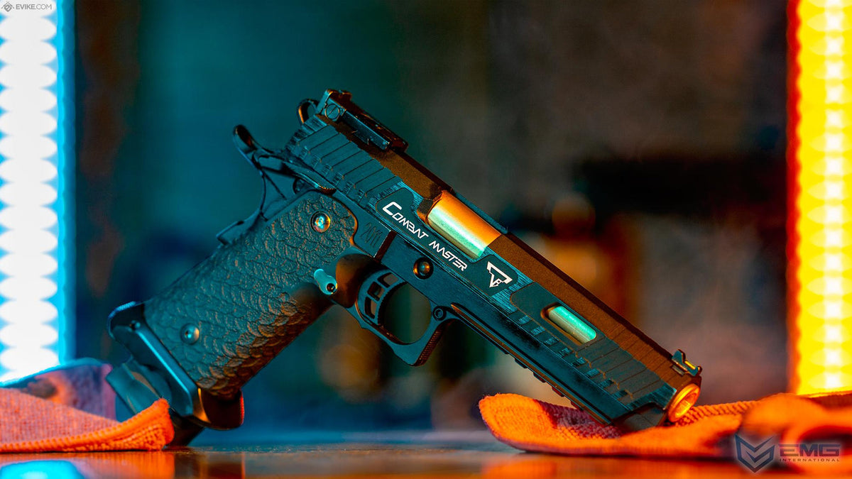 EMG TTI 2011 Combat Master gel blaster pistol angled product view