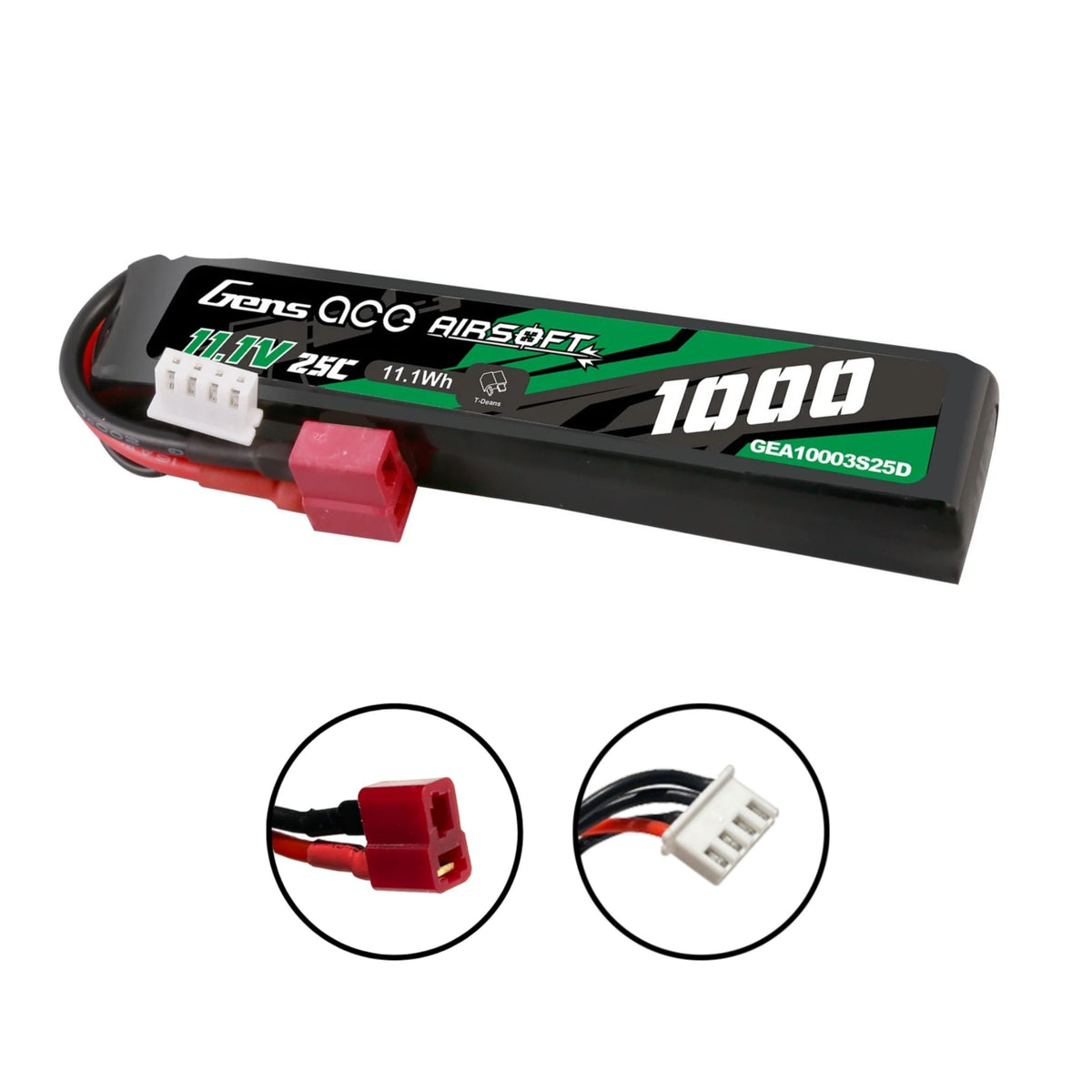 Gens ace 25C 1000mAh 11.1V Deans Gel Blaster Battery