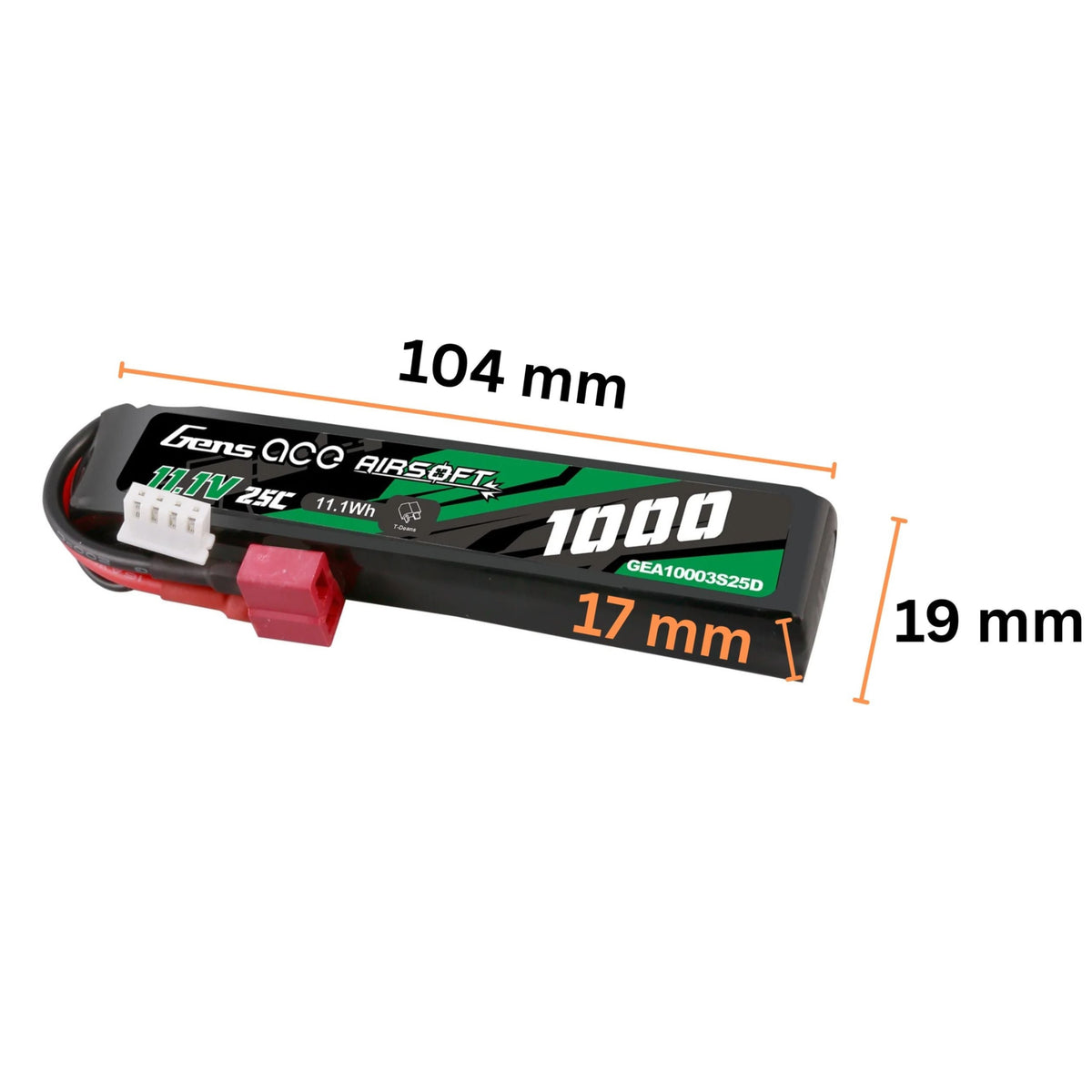 Gens ace 25C 1000mAh 11.1V Deans Gel Blaster Battery