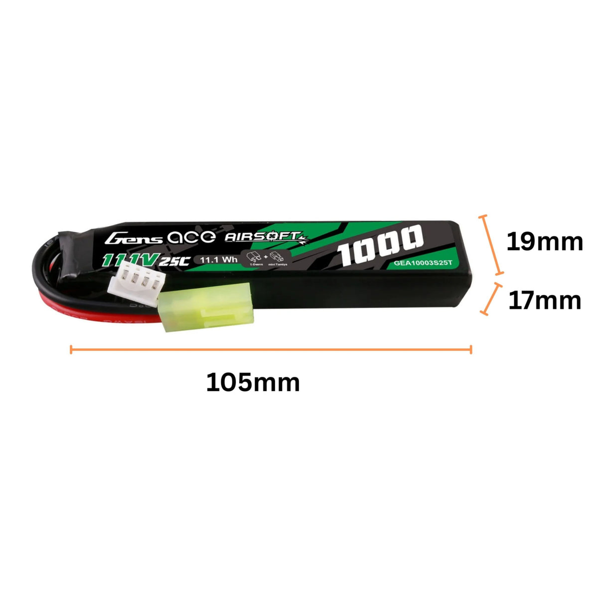 Gens ace 25C 1000mAh 11.1V Tamiya Gel Blaster Battery