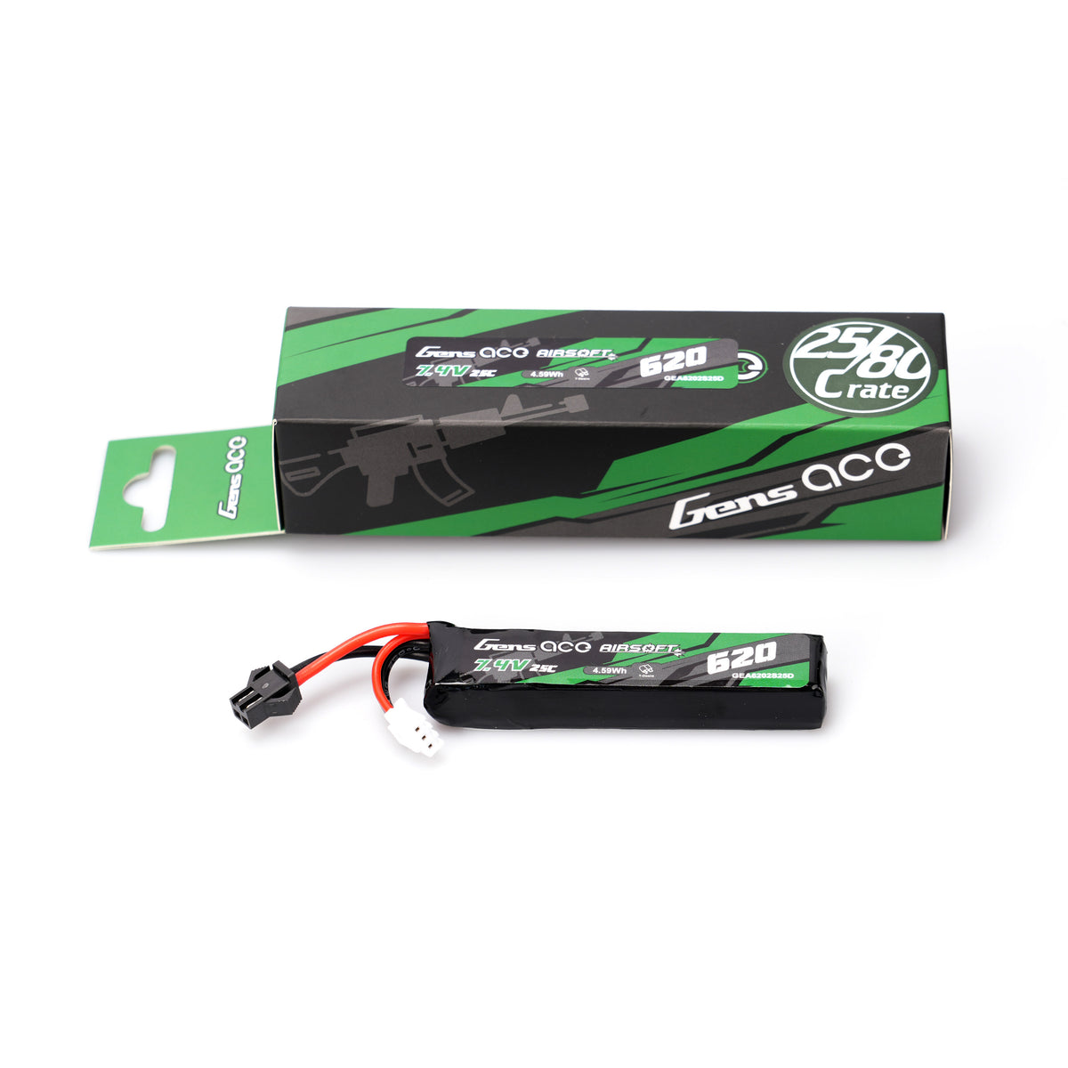 Gens ace 25C 620mAh 7.4V JST Gel Blaster Battery