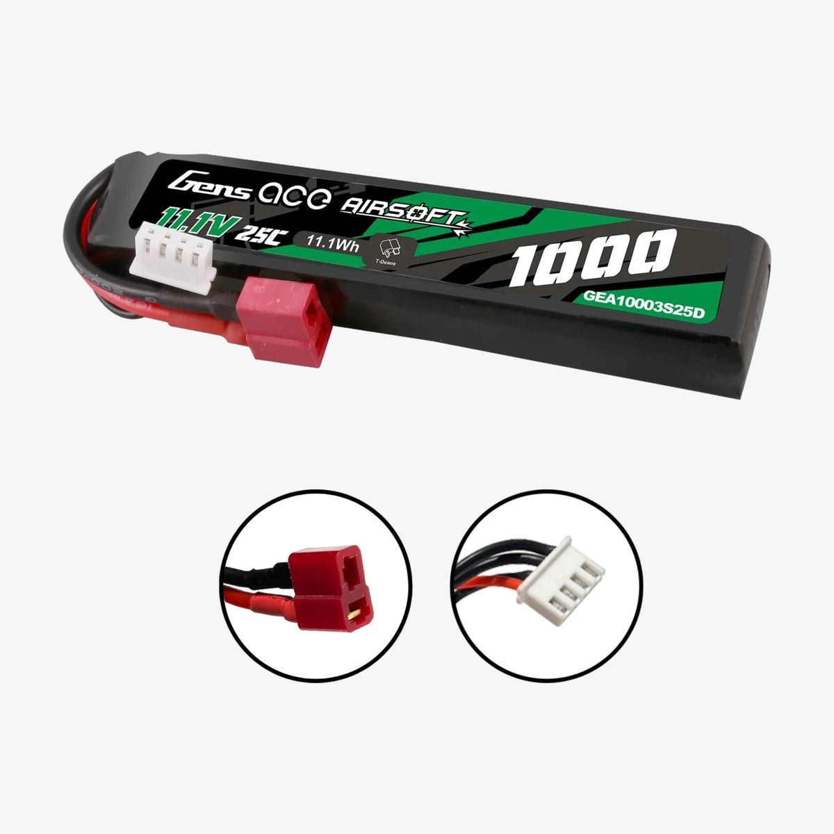 Gens ace 25C 1000mAh 11.1V Deans Gel Blaster Battery