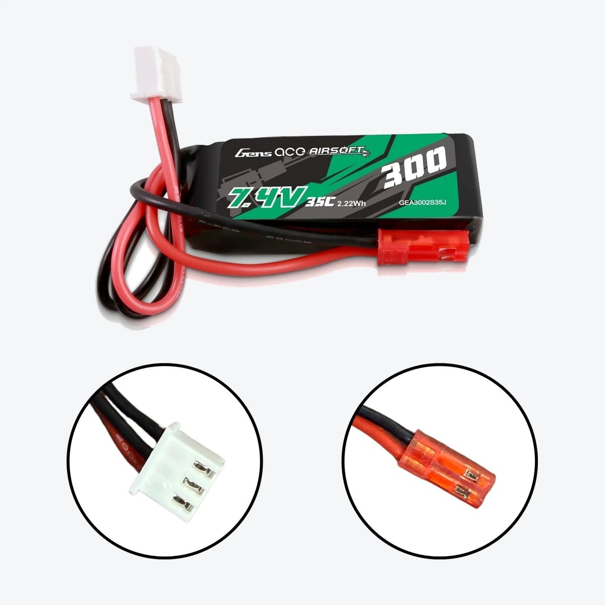 Gens ace 35C 300mAh 7.4V JST-SYP HPA Battery
