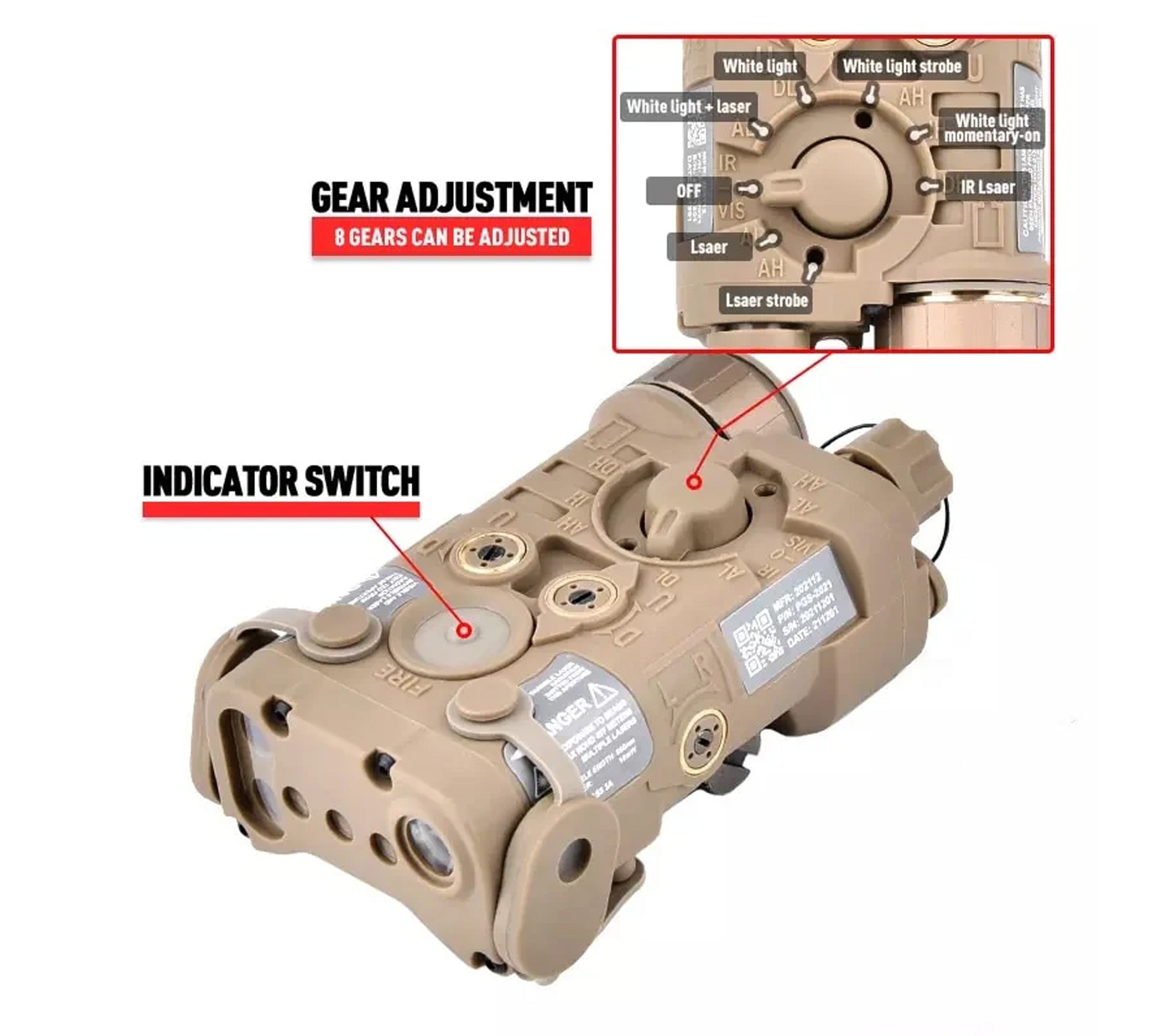 NGAL Integrated Green Laser/ IR pointer/ LED Flashlight Aiming Device