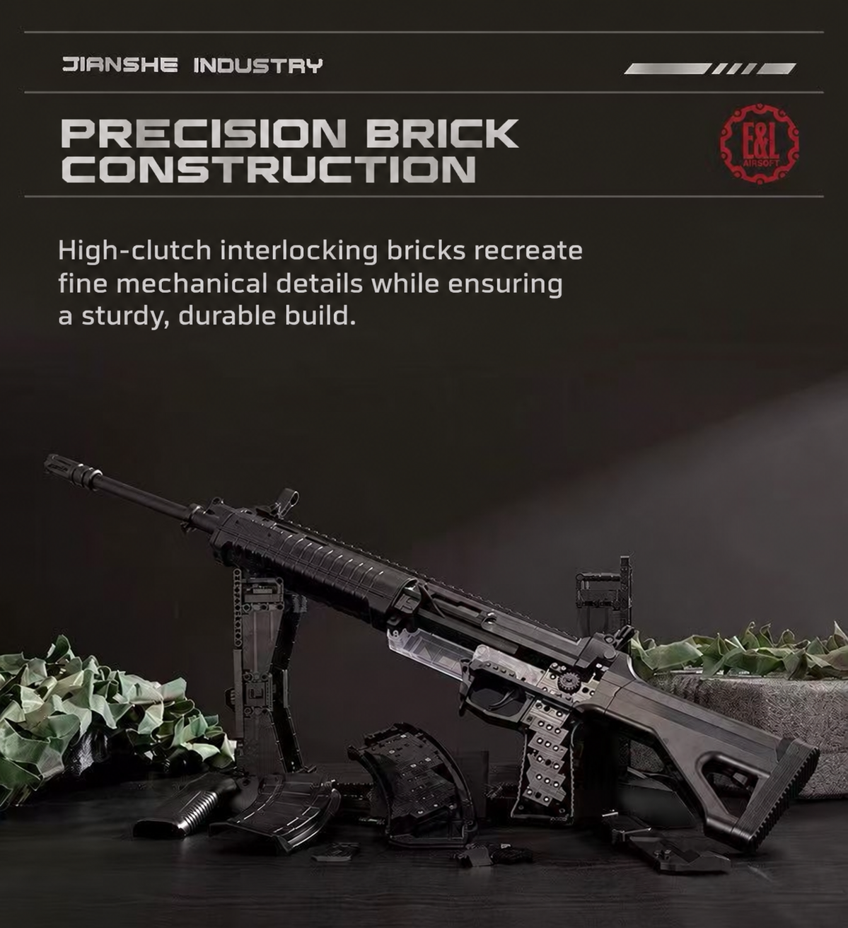 QBZ191 black precision interlocking brick construction