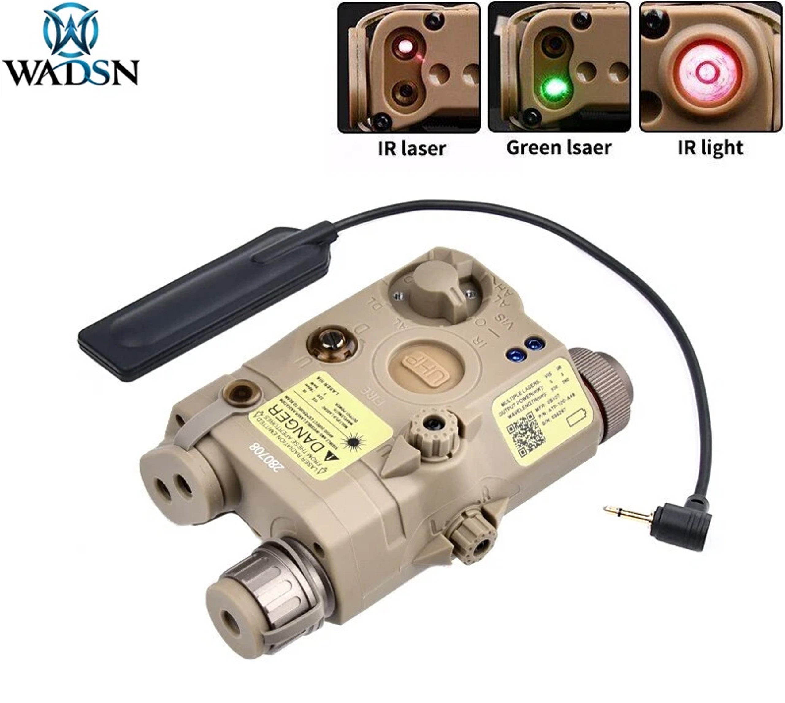 PEQ15 LA5-C UHP Integrated Green Laser/ IR Pointer / LED Flashlight Aiming Device - Tan