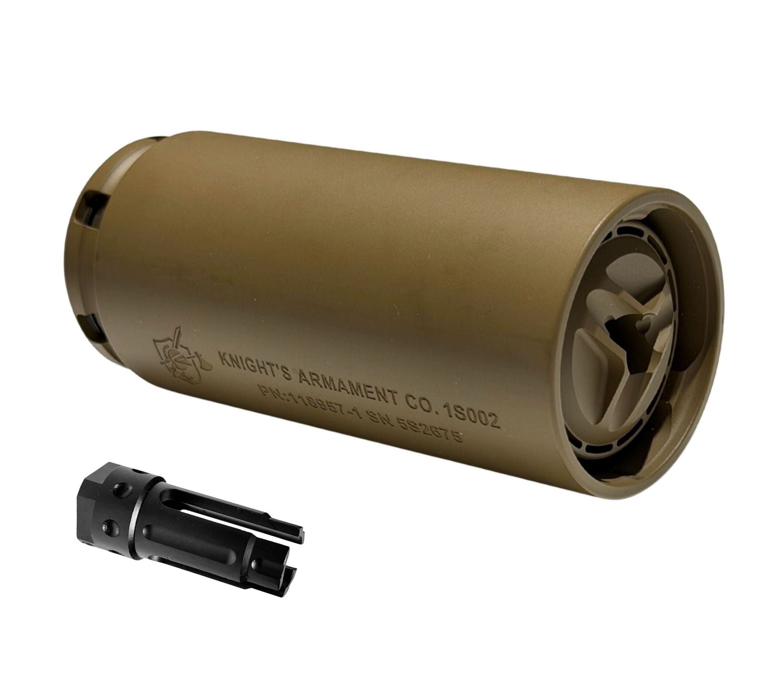 KAC QDC / MCQ-PRT Dummy Gel Blaster Mock Suppressor - FDE - With flash hider