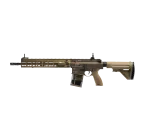 front view of HK M110A1 gel blaster-tan.