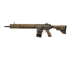 Front view of HKG28 DMR Gel Blaster-tan.