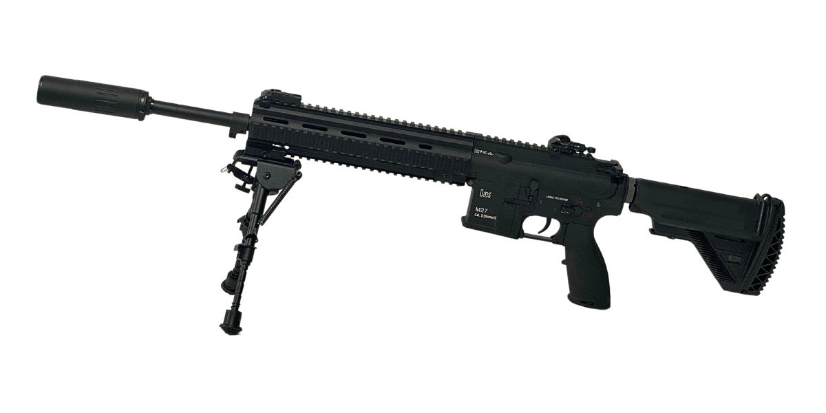 Front view of M27 IAR AEG Gel Blaster-black